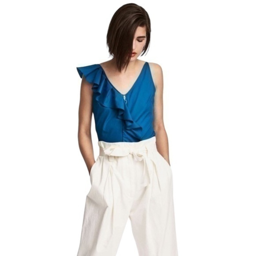 H&M Blue Ruffle Tank Top